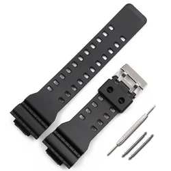 High - Quality Resin Sports Watch Strap with Steel Buckle - Durable Replacement Wristband (Black)