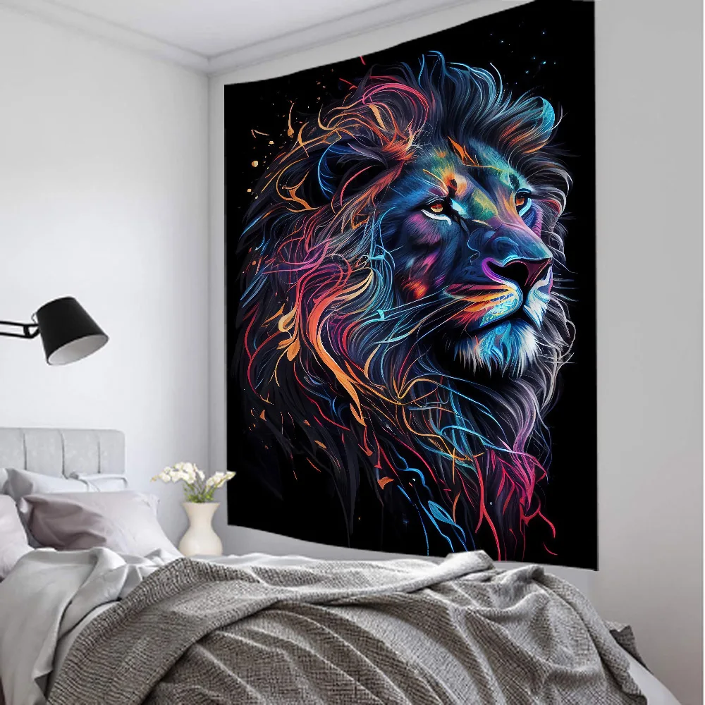 Tapestry Decor Fierce Lion Hippie Bohemian Wall Hanging for Bedroom