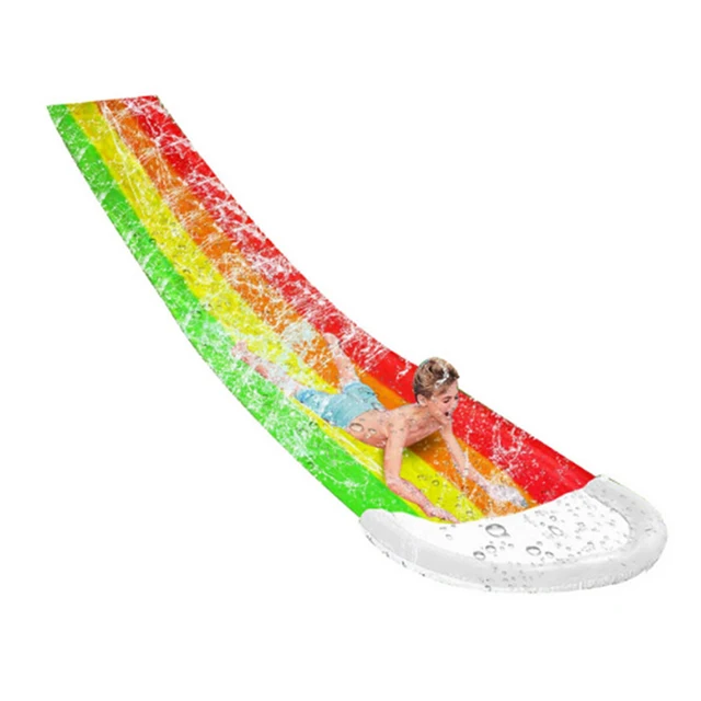 Funny Rainbow Summer Lawn Water Slide Slip Waterslide for Kids Adults Outdoor Garden Backyard Party Water Sport Toys 189x30inch 2