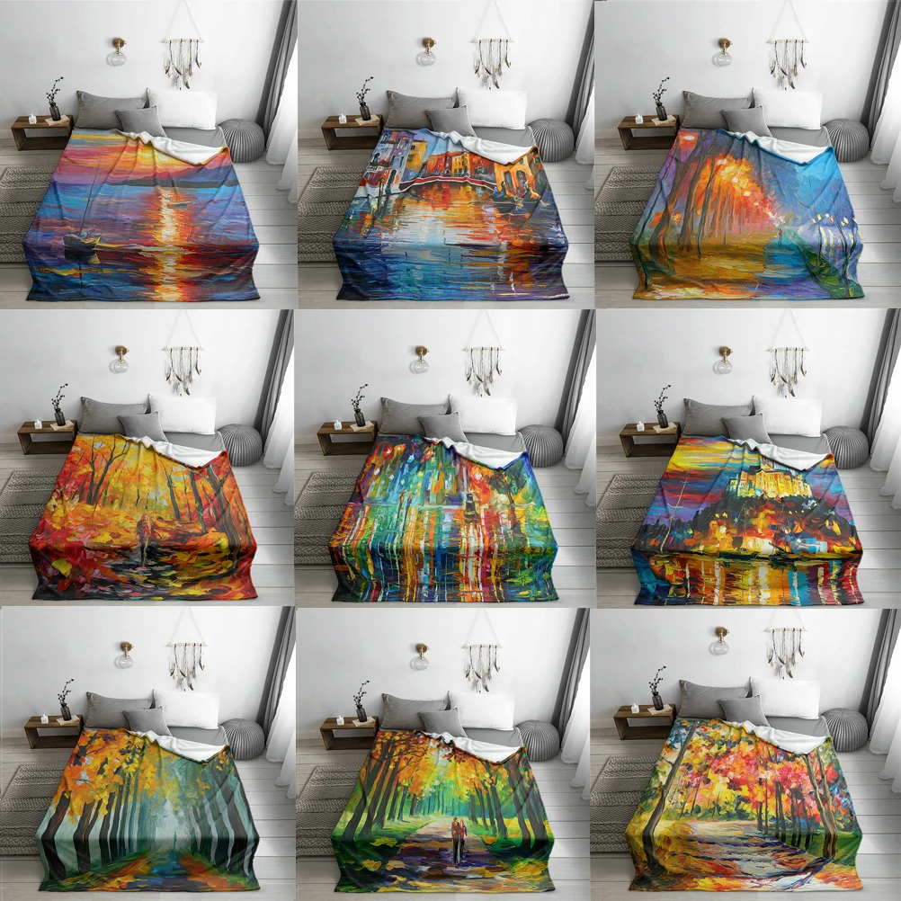 

Oil Painting Blankets Carpet Decor Blanket Carpet Sofa Colorful Woodland Blankets Sofa Blanket Throw Blankets