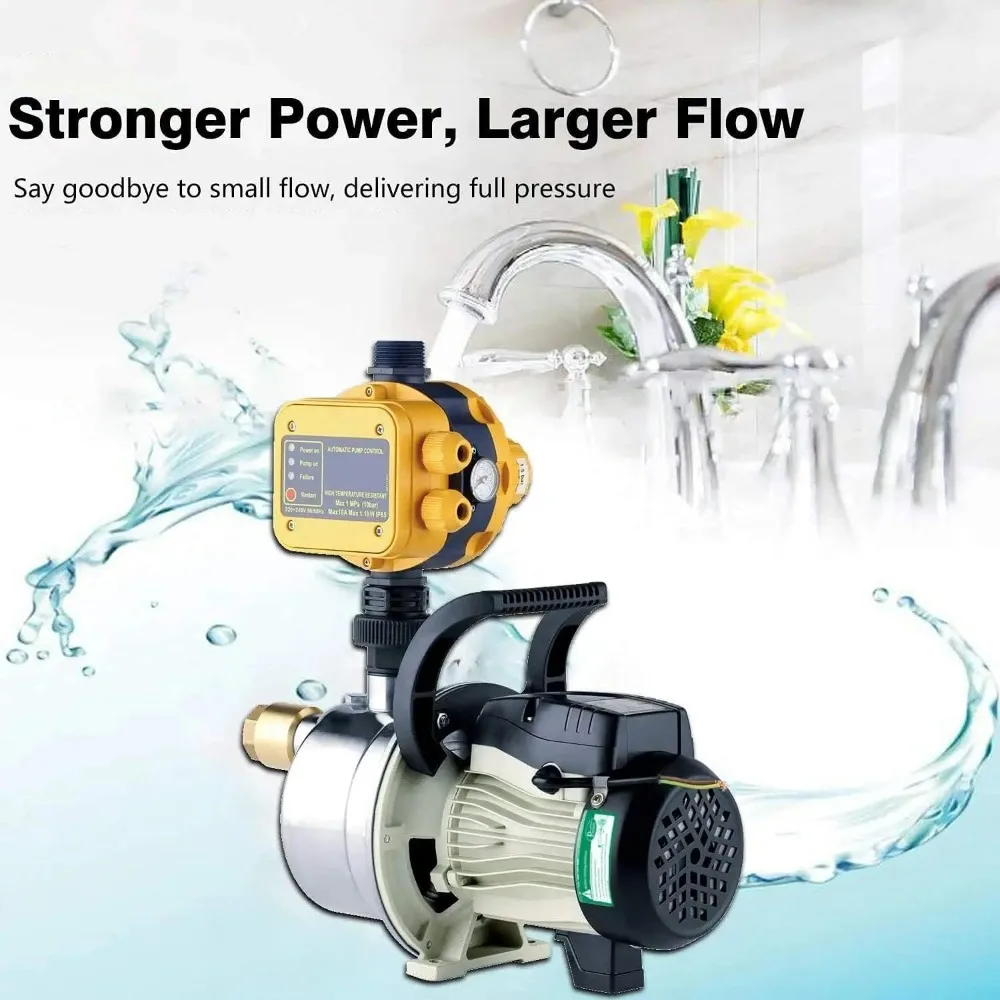 Household Water Booster Pump with 1/2 HP, 14 GPM Flow Rate, 110V for Shallow Well Irrigation