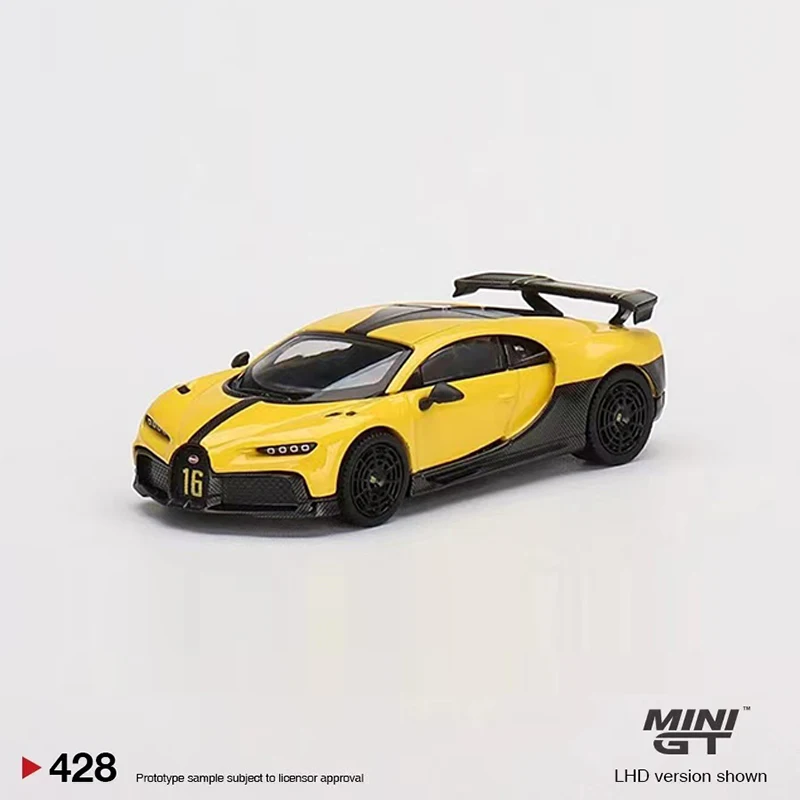 

MINI GT 1:64 Model Car Buga Chiron Pur Sport Alloy Die-Cast Running Vehicle #428 LHD Yellow