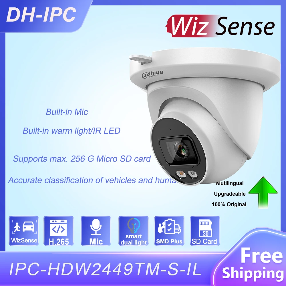 

Dahua 4MP IP Camera Full Color WizSense IPC-HDW2449TM-S-IL 8MP IPC-HDW2849TM-S-IL Built-in Mic CCTV Surveillance Network Camera