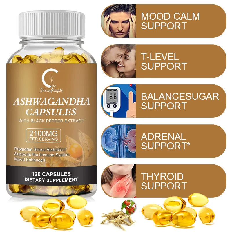 Organic Ashwagandha Extract Capsule Anti-oxidation Lipid-lowering Decompression Improving Sleep Enhancing Immunity ashwagandha supplement