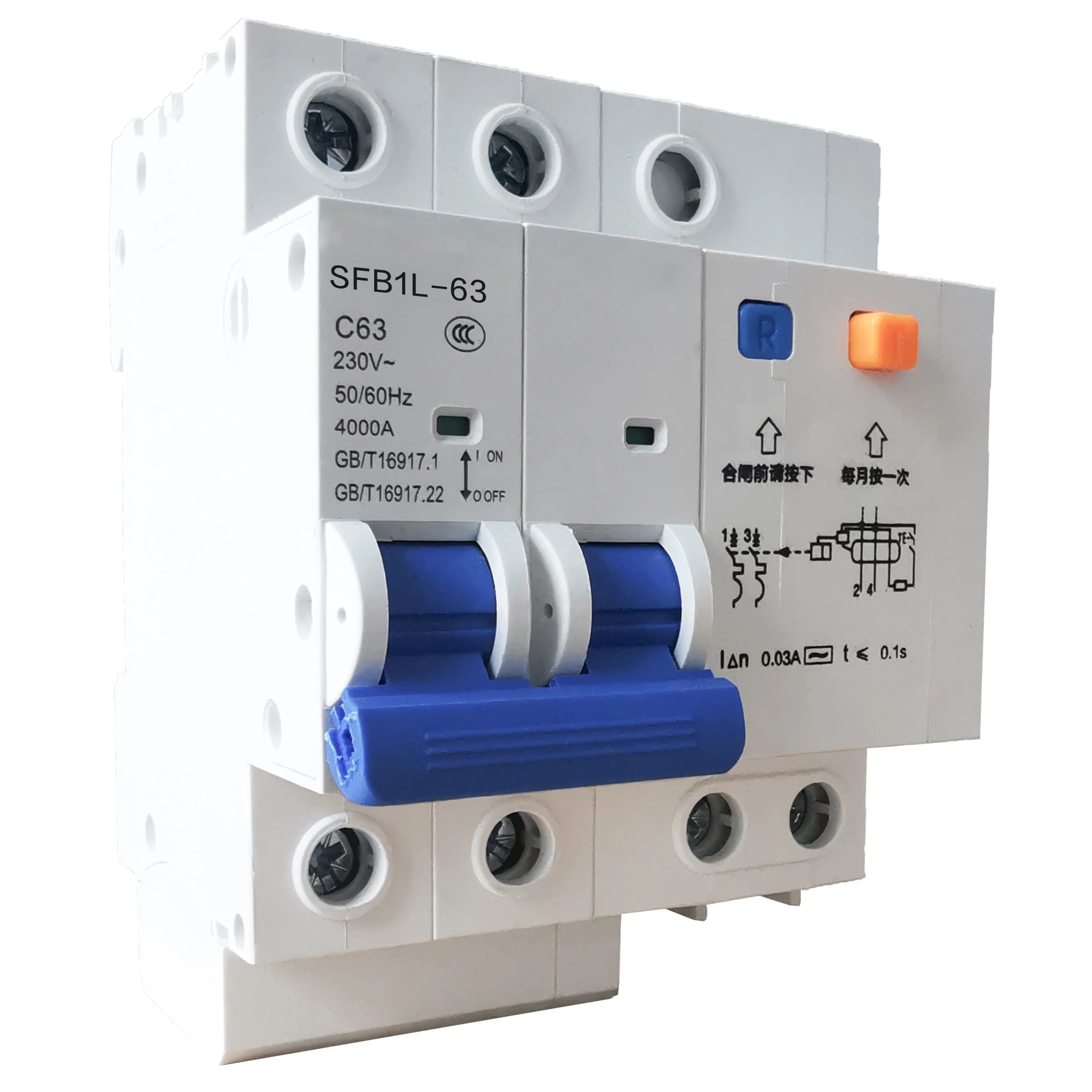 

China Manufacturer Leakage Circuit Breaker 50/60hz 63A Overload Protection