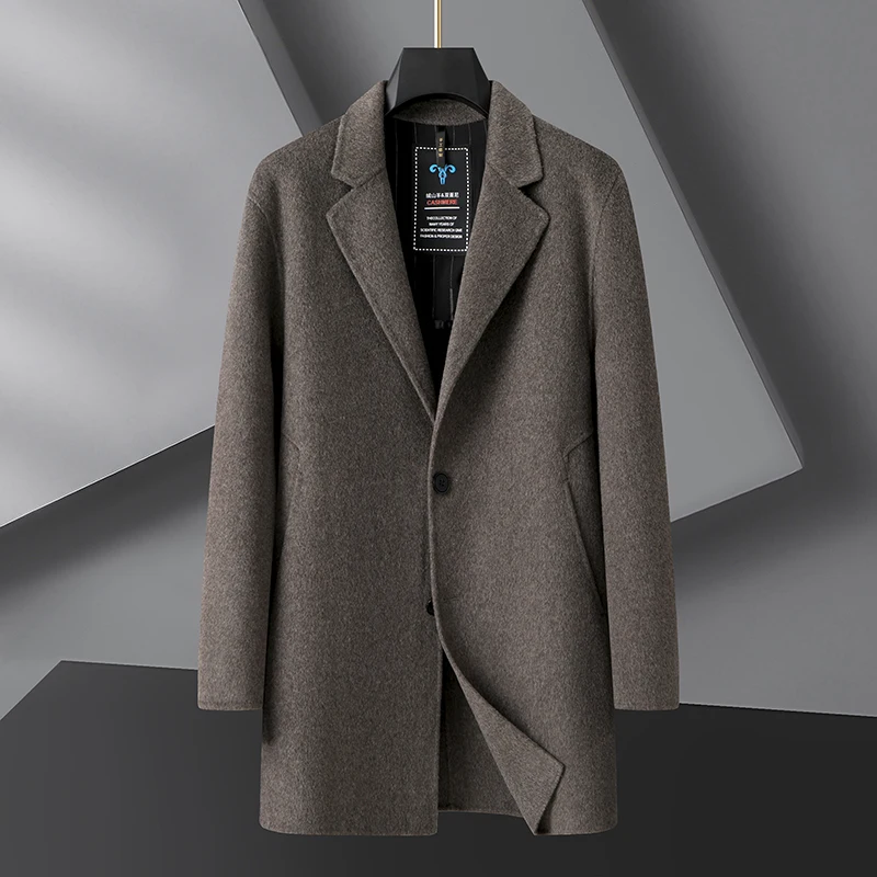 2024 Autumn and Winter Large-size Double-sided Wool Overcoat Men's Medium Length Plus Fat Plus Suit Collar Coat Thickened  L-8xL