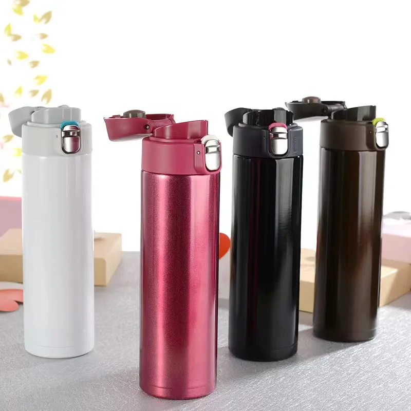 Stainless Steel Bouncing Cover Vacuum Flask Thermos Water Bottle