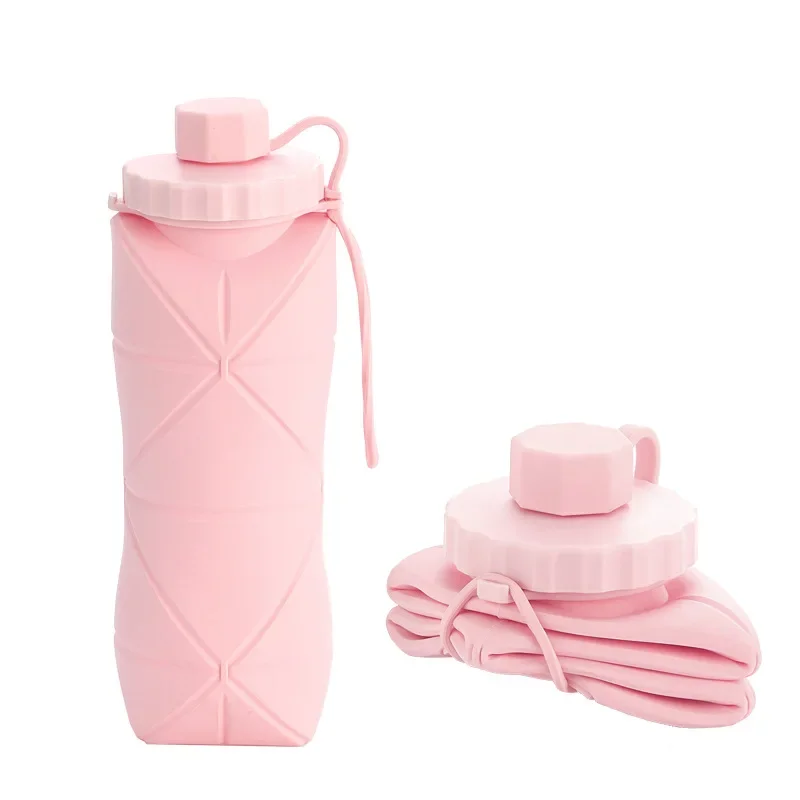 600ml Silicone Folding Water Bottle for Adults Portable Reusable Travel Gym