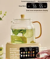Bouilloire Électrique Intelligente 1.6L pour la Maison et le Bureau, en Verre, avec Fonction Théière à Fleurs, Programmation 24h, pour Mijoter et Faire Bouillir, Multifonctionnelle 1100W 3