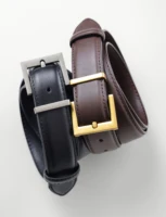 New Luxury Double Genuine Leather Belt for Women Jeans Casual Dress Square Alloy Buckle Ladies Trendy Belts Fashion Waistband - Image 2