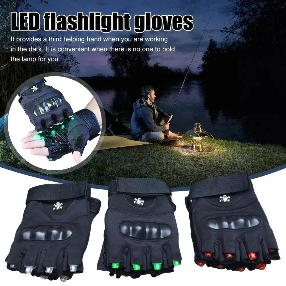 1 Pair LED Glove For Men Women Outdoor Camping Night Fishing Bait Cycling Running Flashlight Durable Gloves Repairing Work Gift 5
