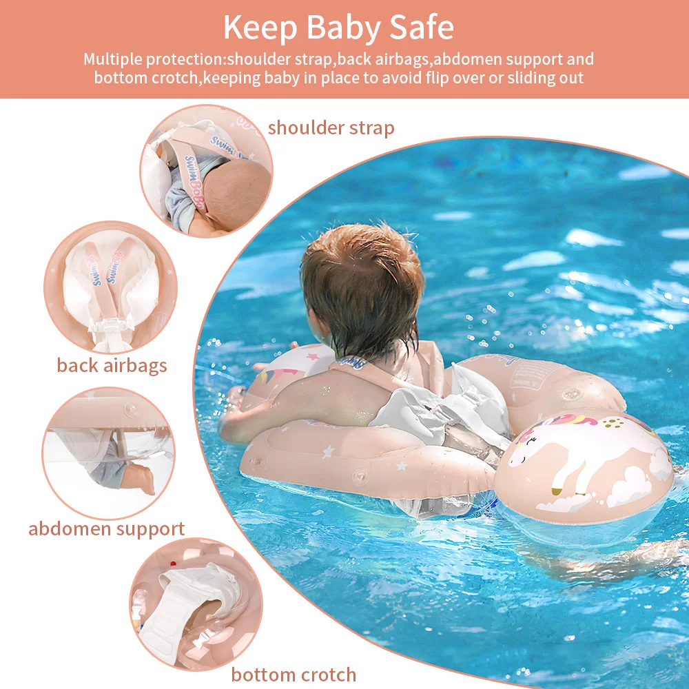 New Baby Swimming Float Ring Inflatable Infant Pink Floating For Summer Kids Swim Pool Accessories Circle Toddler Bathing 4