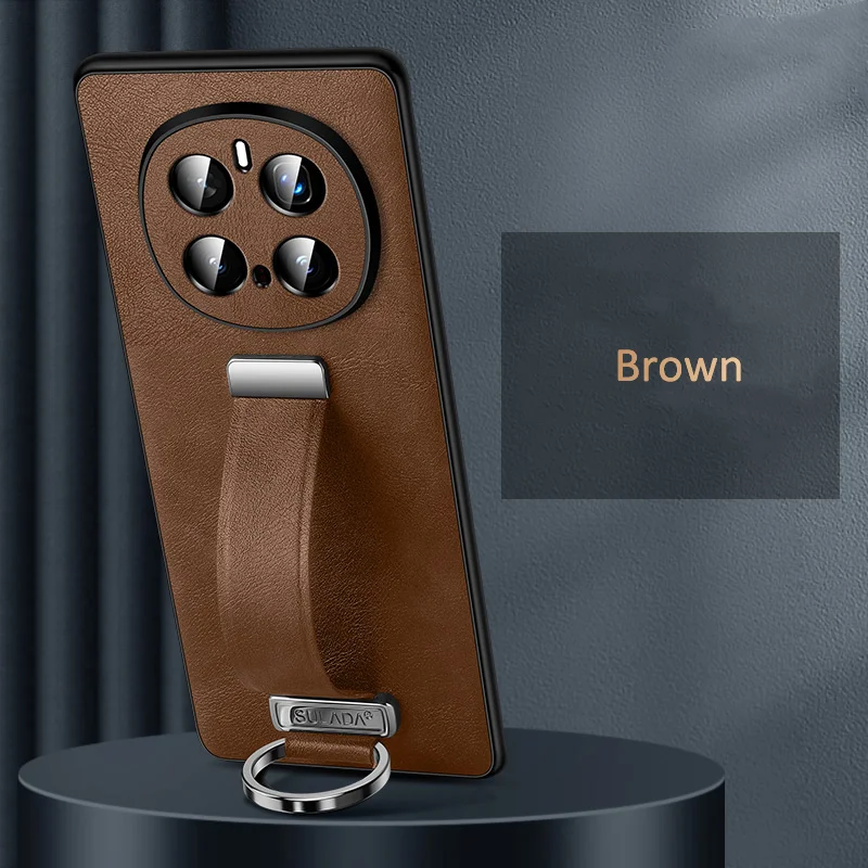 Luxury PU Leather Finger Grip Strap Case with Belt Loop - Premium Business Protector Shell