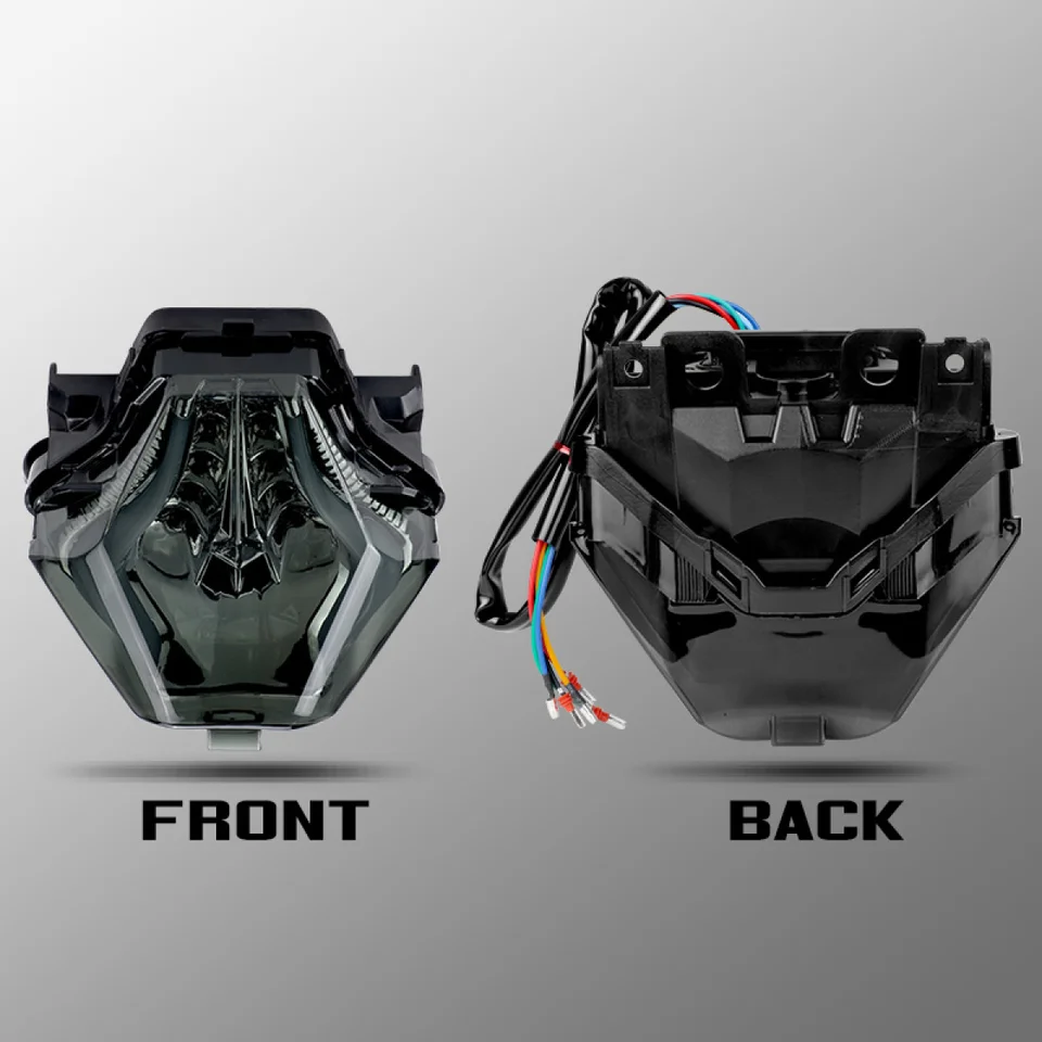 DREAMIZER Led-achterlicht voor motorfiets, sequentieel, led, geïntegreerd, achterlicht, knipperlicht, remlicht, compatibel met MT07 FZ07 2014-2017 MT25 MT03 YZF R3 R25 2014-2021