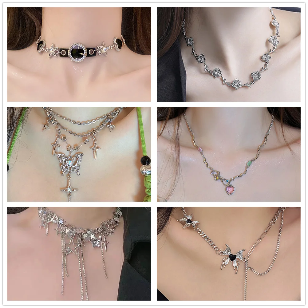 Rhinestone Shiny Chokers for Girls Sexy Punk Letter Night Entertainment  Venue Statement Party Necklace