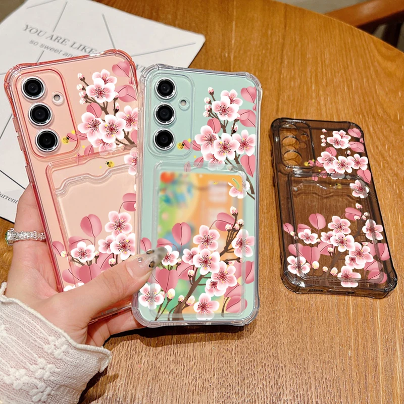 Floral Card Holder Phone Cover with Wallet Pocket