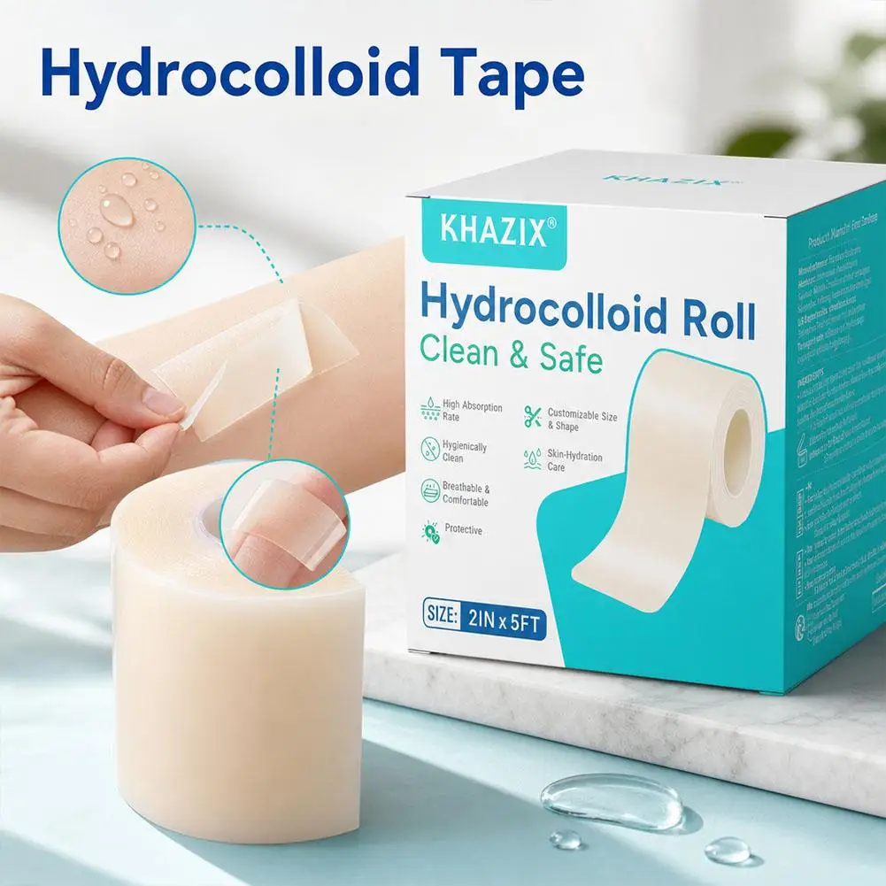 Hydrocolloid Adhesive Healing Roll - Waterproof Bandages for Acne, Burns & Wound Care (2in x 5ft)