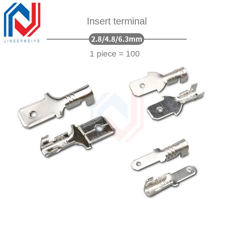 

50 Pcs/lot Pitch 2.8/4.8/6.3mm Insert Inserts Terminal Wiring Type Cold Compression Terminal Copper Connector