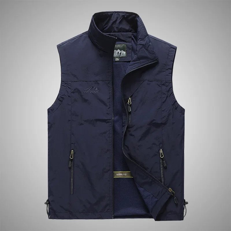 Spring Autumn Fashion Zipper Harajuku Vest Men All Match Loose Coats Casual Jacket Sport Outerwear Solid Tank Tops Male Clothes