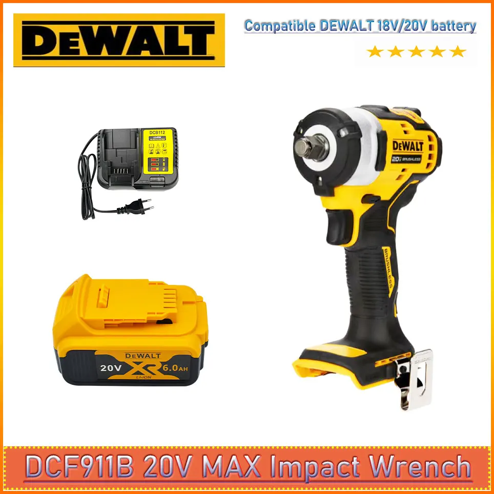 DEWALT DCF911B 임팩트 렌치, 1/2 인치 하이 토크 DCF911 무선 전기 렌치 전동 공구, 20V MAX