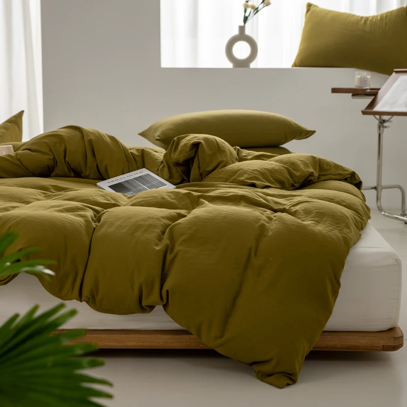 Solid Color 100% Washed Cotton Japanese Minimalist Duvet Cover