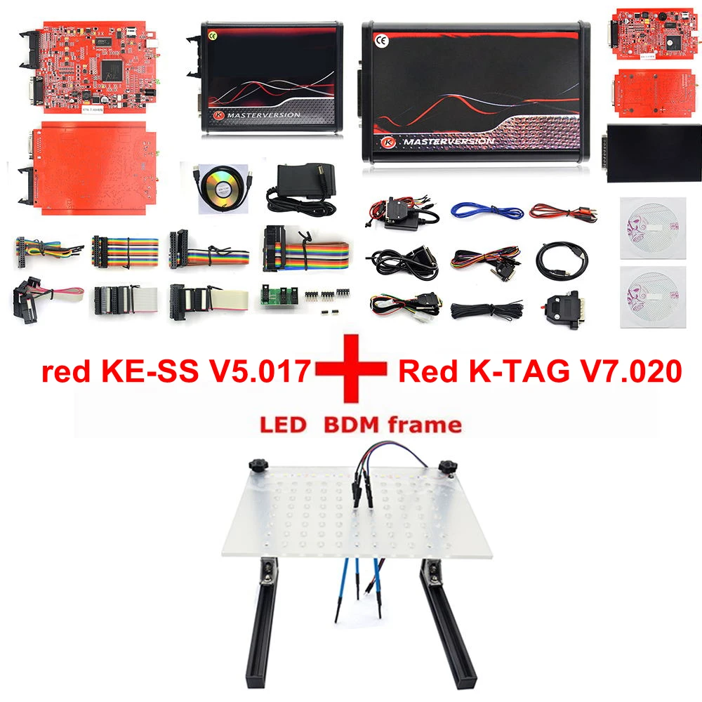 Online 2.80 EU For Ke-ss V5.017 OBD2 Manager Tuning Kit For KESS KTAG V7.020 4 LED BDM Frame 22pcs Adapters ECU Programmer car obd adapter