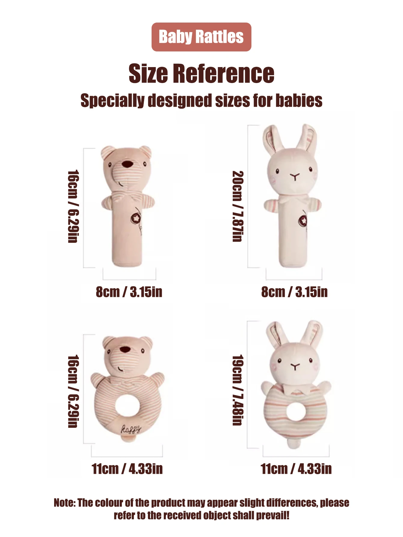 1PCS 0-6 months Baby Hand Shaker Newborn Comfort Toy Baby 0-1 Year Old Toy Baby Stick and Round Rattle