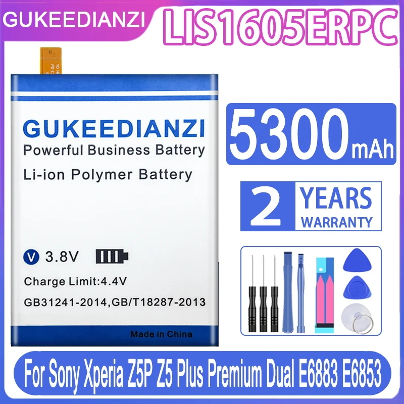 

Сменный аккумулятор GUKEEDIANZI LIS1605ERPC 5300 мАч для Sony Xperia Z5P Z5 Plus Premium Dual E6883 E6853 Z5Plus Z5 P