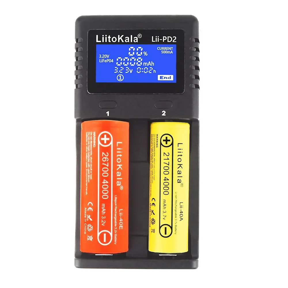 LiitoKala Lii-PD2 18650/18500/16340/26650/21700/20700/18350/CR123A 3.7V 1.2V 배터리용 범용 리튬 이온 배터리 충전기