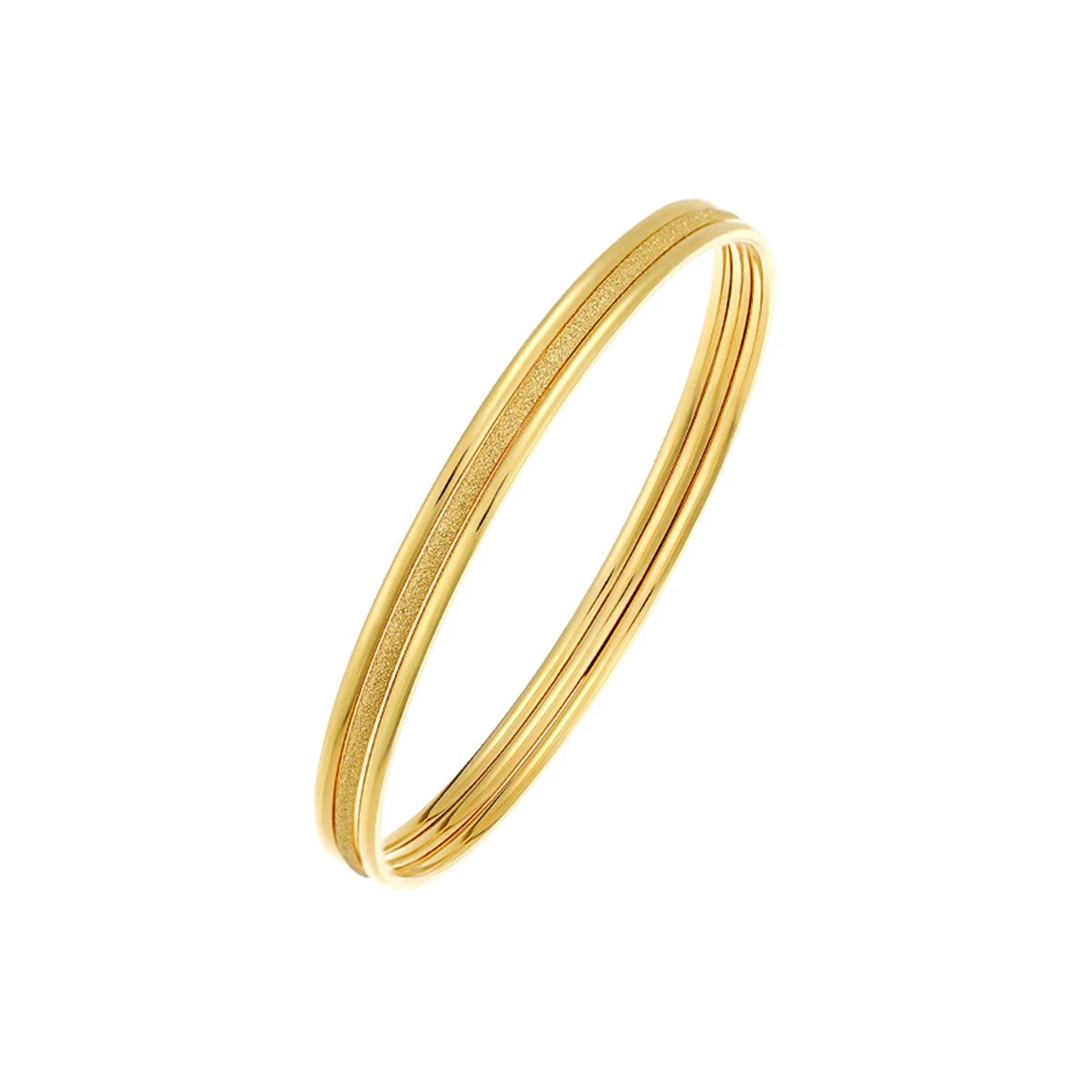 Yellow Gold Plated  Women's Hand Bracelets Stainless Steel 60/62mm Round Circle Bangles Wristband Pulsera Trendy Jewelry Gifts 6