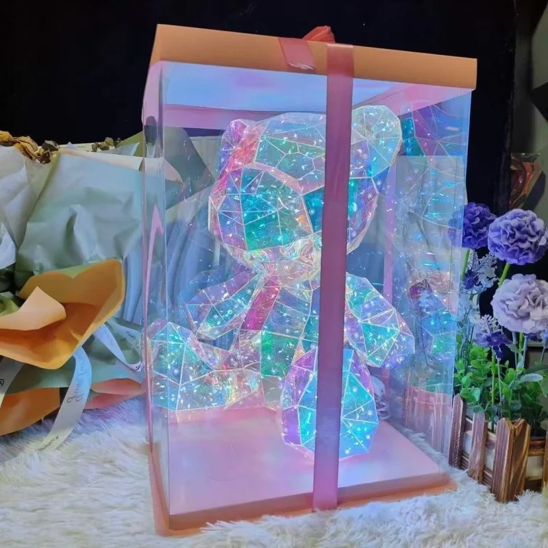 Holiday Gift Box Packaging Creative Colorful Glowing Bear Toy Girl Valentine Day Furniture Decoration Kawaii Women Accessories