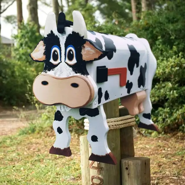 Cow Postafiók Kézzel Készített Egyedi Fém Tehén Animal Stide Boad Form House Letter Box Dekoráció Otthon És Kert - Image 2