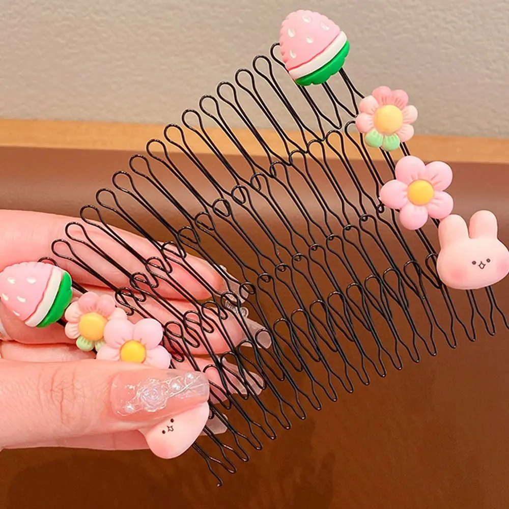 Cute Spring U Shape Hair Styling Comb Teeth Hair Wear Invisible Extra Hair Holder Flower Rainbow Girls