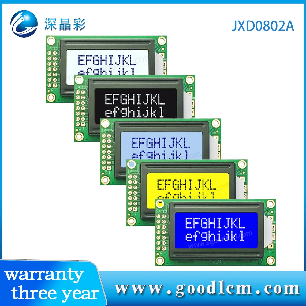 

0802a 2X8 lcd display hd44780d or AIP31066 controller 08 * 02 LCD module Multiple modes and 5V or 3.3V power supply STN blue