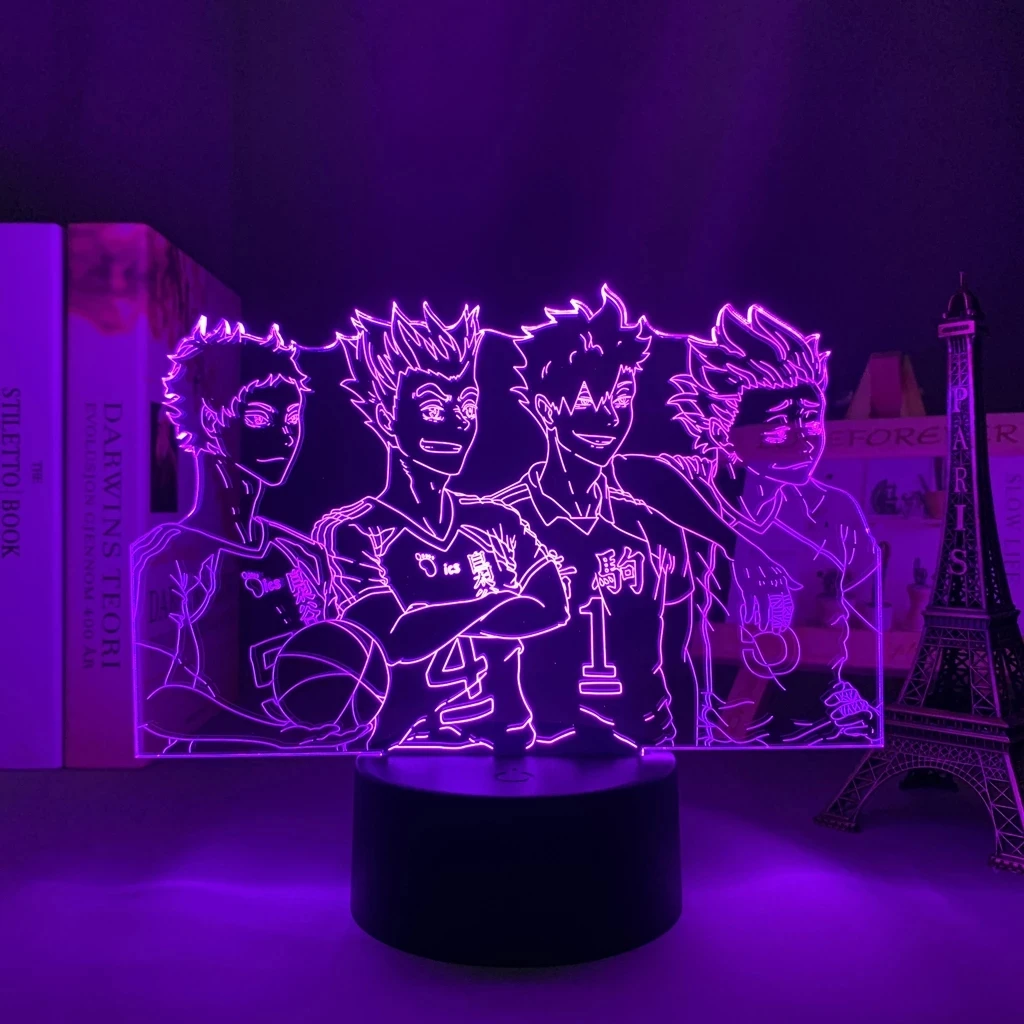 

Anime Led Light Haikyuu for Bedroom Decor Birthday Gift Battery Powered Nightlight Manga Gadget Haikyu Team Night Lamp