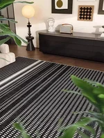 Bohemia Living Room Carpet Black and White Striped Decorative Rug Line Art Bedroom Rugs Large Size Easy To Clean Balcony Carpets 1