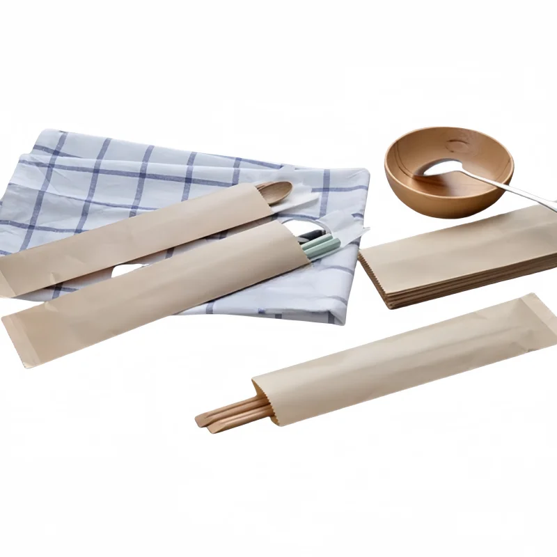 Kraft Paper Chopsticks Set Disposable Chopsticks Set Paper Bag Knife Fork Spoon Tableware Set Packing Bag Individual Packing 6