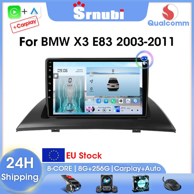 Srnubi 2Din autoradio pour BMW X3 E83 2003-2011 systèmes intelligents Android auto CarPlay GPS Navigation lecteur multimédia stéréo 1