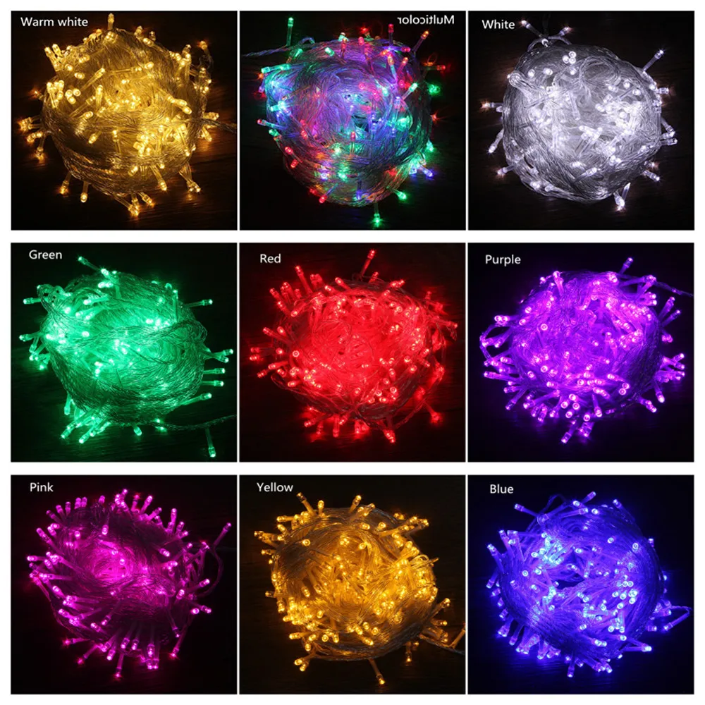 thumbnail image 2 of Guirnalda de luces LED de 100 m, 50 m, 30 m, 20 m, 10 m y 5 m para Navidad, enchufe europeo, 220 V, para exteriores, 2 of 5