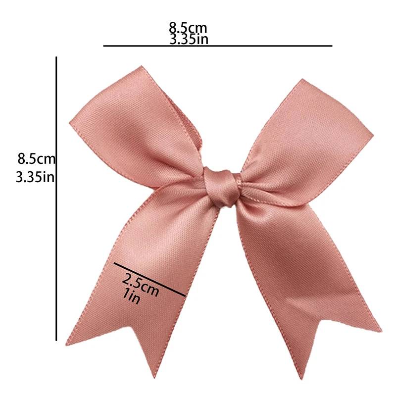 50-Piece Set of 1-Inch Fresh Pink Satin Ribbon Bows