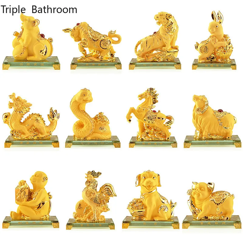 

Chinese Style Sculpture Zodiac Ornaments Decorations Gifts Resin Crafts Lucky Money Living Room TV Cabinet Opening Gifts