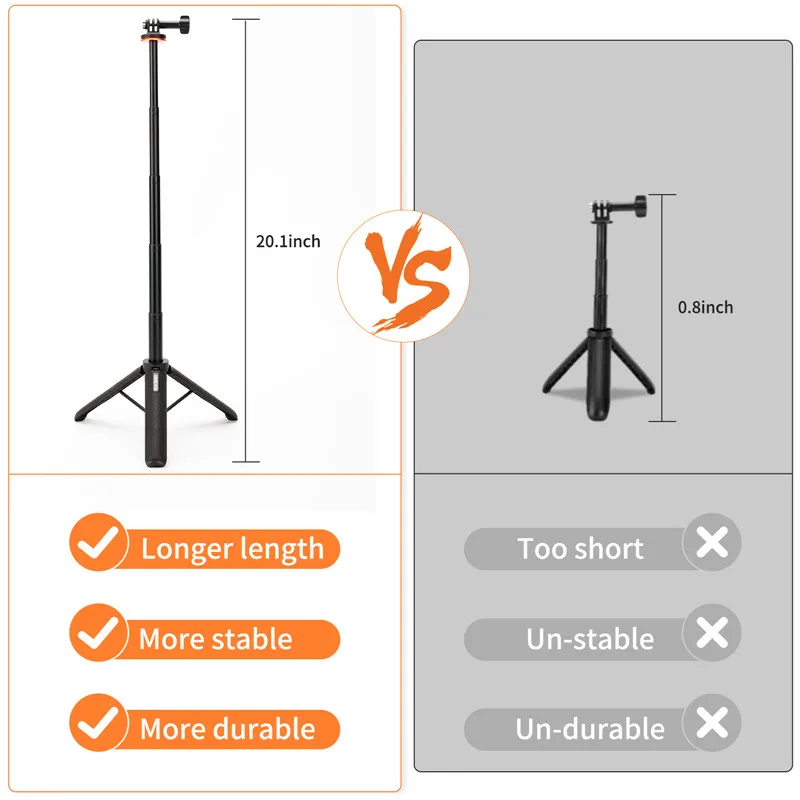 Trépied Perche Selfie pour GoPro Insta360 – 130cm Universel