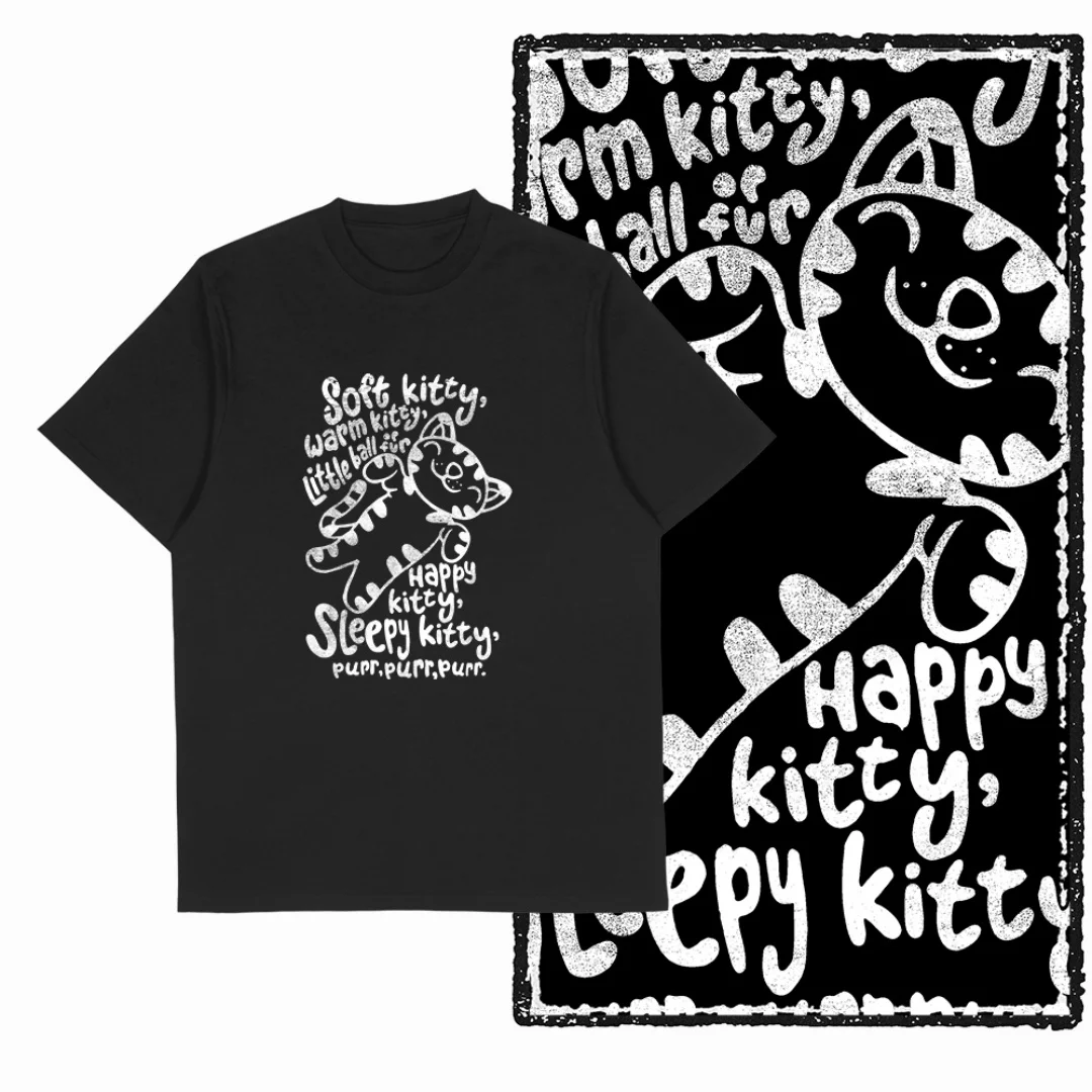2025 패션 쿨 서프라이즈드 캣 프린트 남성 티셔츠 스트리트웨어 독점 그래픽 남성 티셔츠 코튼 유니섹스 티셔츠 여성 티셔츠