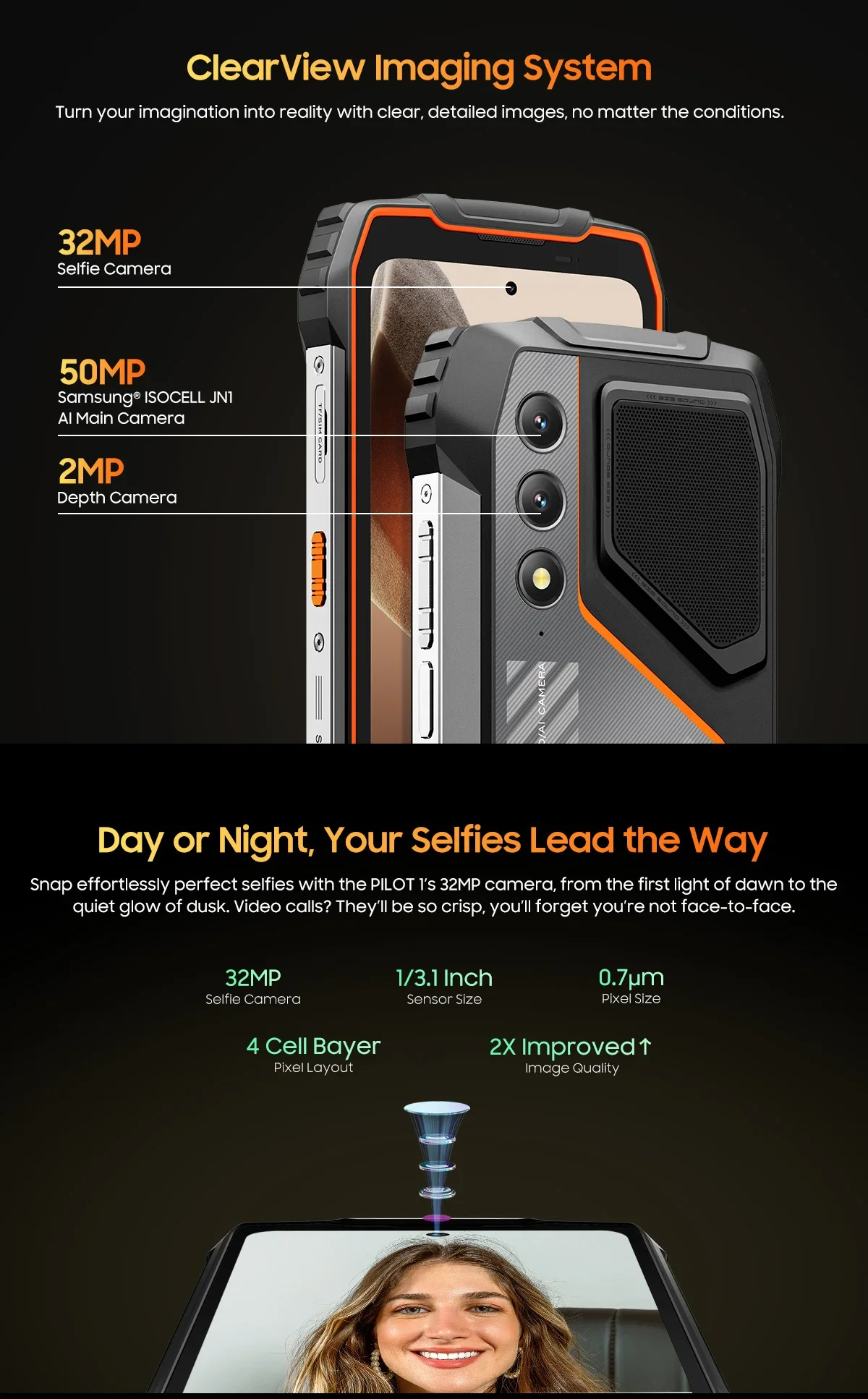 NEW Blackview OSCAL PILOT 1 Rugged Smartphone Android 14 6GB RAM 256GB ROM 15000mAh 50MP Camera Mobile Phone FM Fingerprint NFC