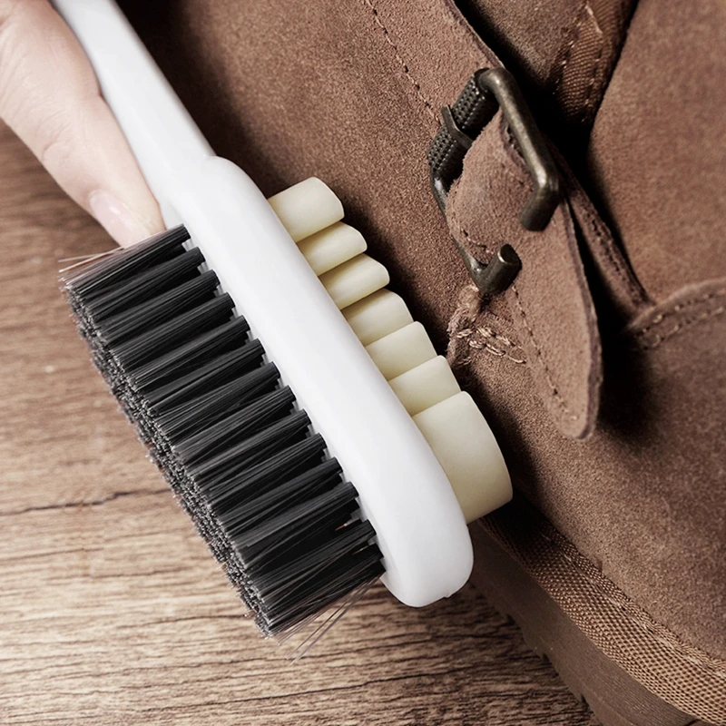 Double-sided Shoe Brush Long Handle Suede Shoes Cleaning Brushes Boots  Rubber Scourer Cleaner Clean Tools - AliExpress