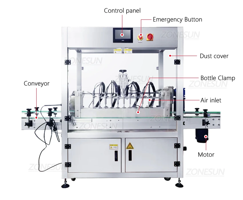 ZONESUN ZS-XPJ8 Automatic Anion Rinsing Machine  8 Heads Washer High-pressure Water to Rinse Bottles Cleaning Mass Production