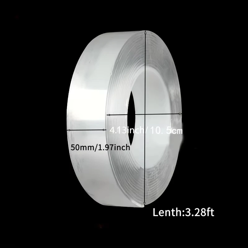 Heavy Duty Reusable Traceless Double-Sided Tape - Multipurpose Removable and Washable Strip