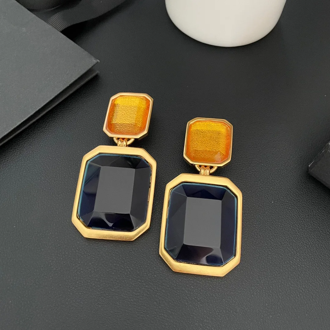 Earrings Fashion Exaggeration Light Luxury Retro Square Geometric Ear Clip For Women Aretes De Mujer Pendientes Boucle