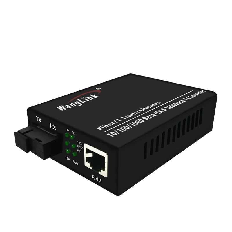 Wanglink Unmanaged 48V POE Switch 1*10/100/1000Base-TX PoE ports With 1 Port Fiber, External 65W
