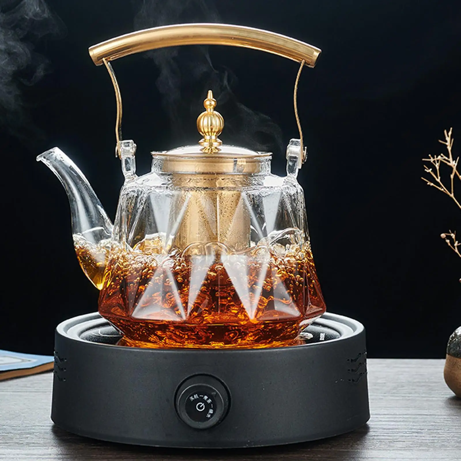 Boiling Tea Kettle Copper Handle 1100ml Removable Infuser Flowering Tea